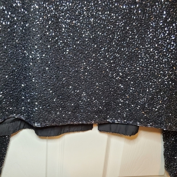 Vintage Cecily Brown Beaded Navy Blue Silk Jacket Sz XL - Picture 10 of 14